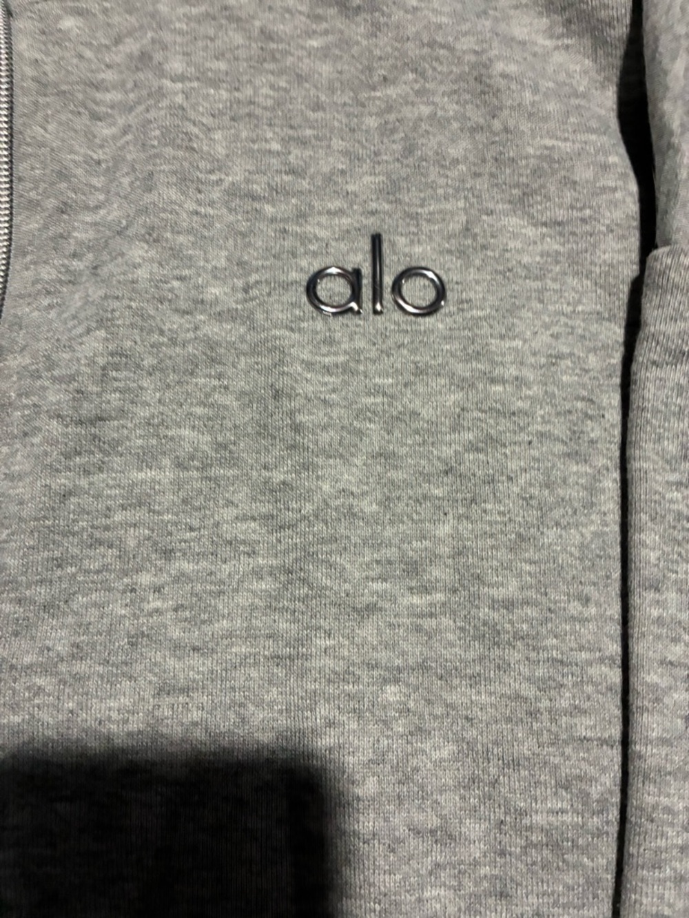 ALO Yoga Heather Gray Hoodie with Subtle Tag Logo